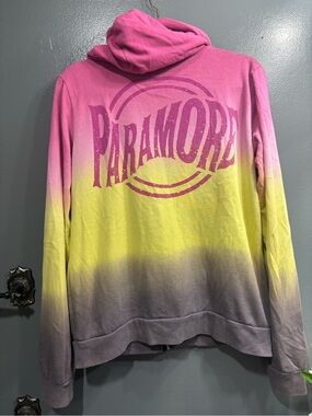 Paramore Gradient Hoodie in Pink, Yellow & Gray Band Official Merchandise Zebra